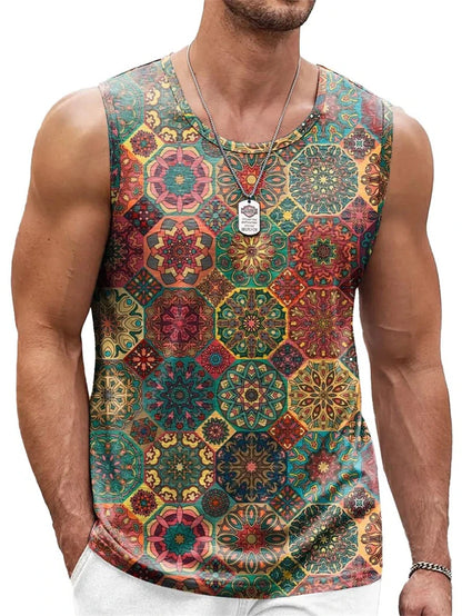 Retro Ethnic Graphic Men's Tank Tops