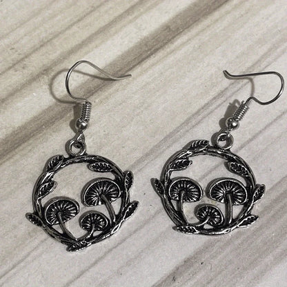 Vintage Mushroom Pendant Earrings