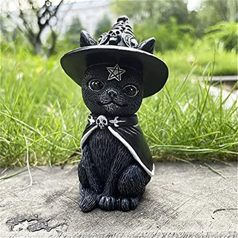 Mysterious Cute Cat Witch Figurine