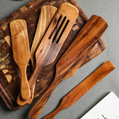 Wooden Cooking Spoons Smooth Teak