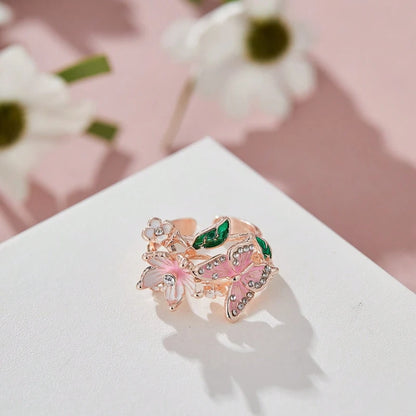 Aesthetic Flower Butterfly Rings