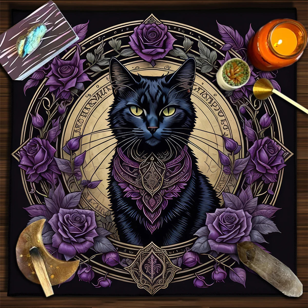 Esoteric Black Cat Tarot Tablecloth