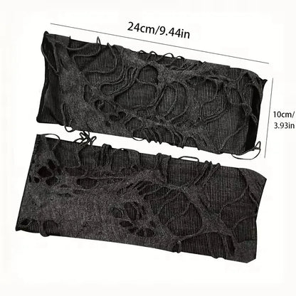 New Hot Sale Fashionable Simple Gothic Fingerless Gloves Unisex Tear Design Stretchy for Party Preparation and Durable