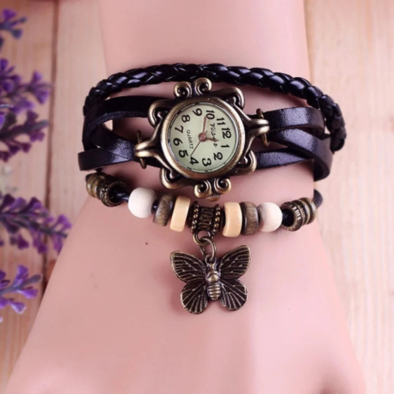 Vintage Leather Hand Woven Women's Watch Antique Copper