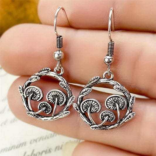 Vintage Mushroom Pendant Earrings