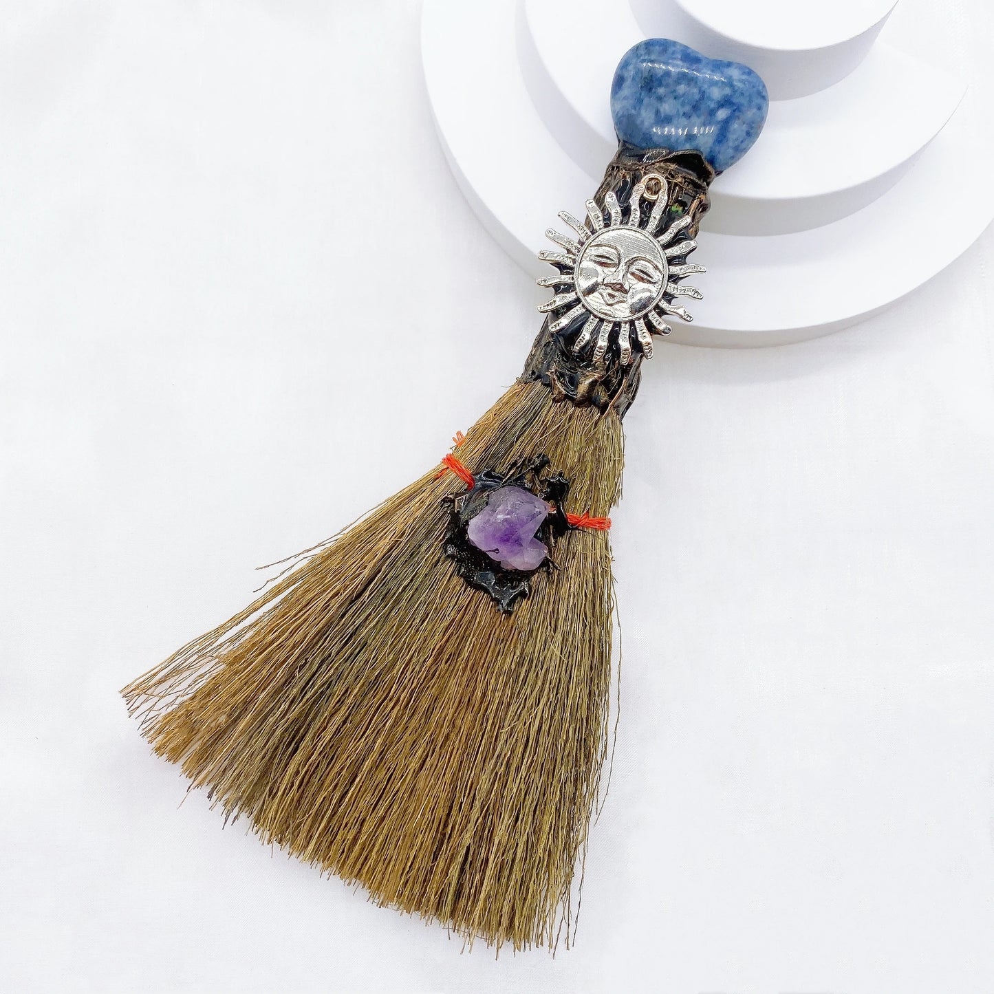 Natural Amethyst Crystal Love Heart Magic Broom