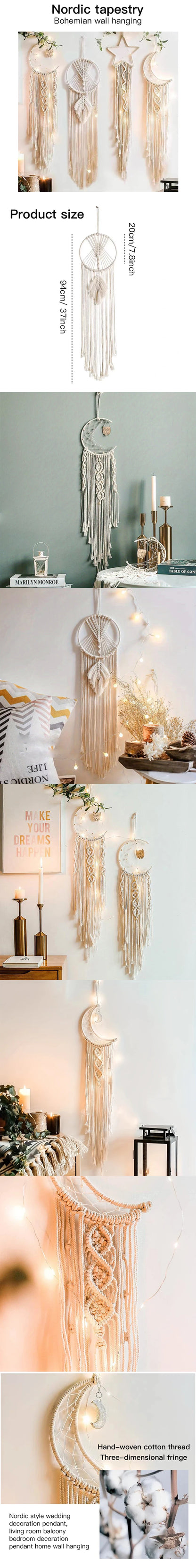 Northern Europe Popular Woven Tapestry Dream Catcher Hand Pendant Home Hanging Star Moon Decorative Hanging Cloth Wholesale