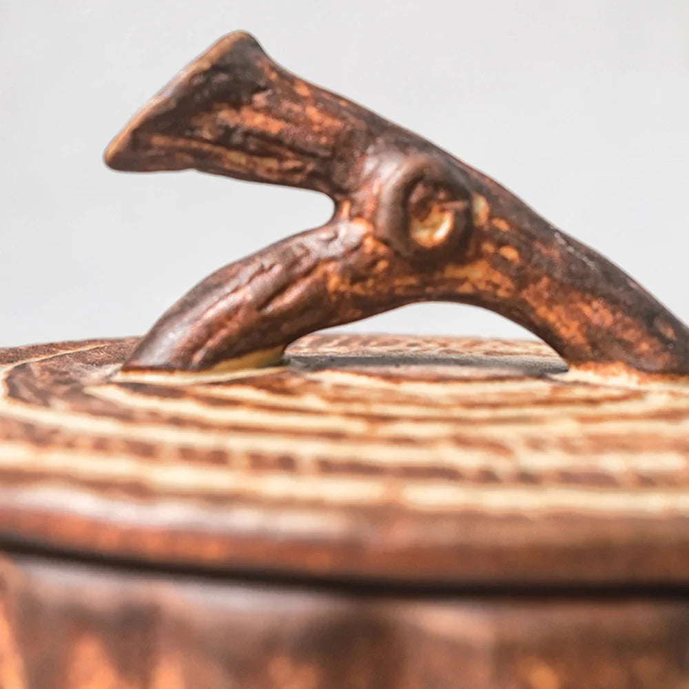 Original Wood Texture Ceramic Coffee Mug with Lid