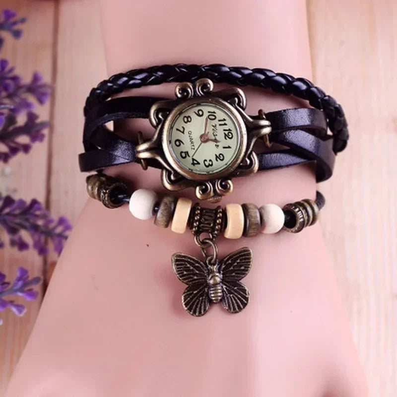 Vintage Leather Hand Woven Women's Watch Antique Copper