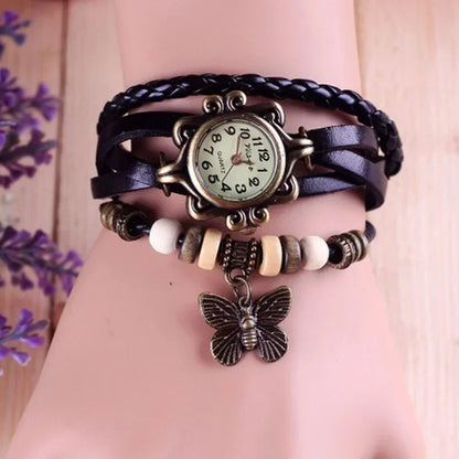 Vintage Leather Hand Woven Women's Watch Antique Copper