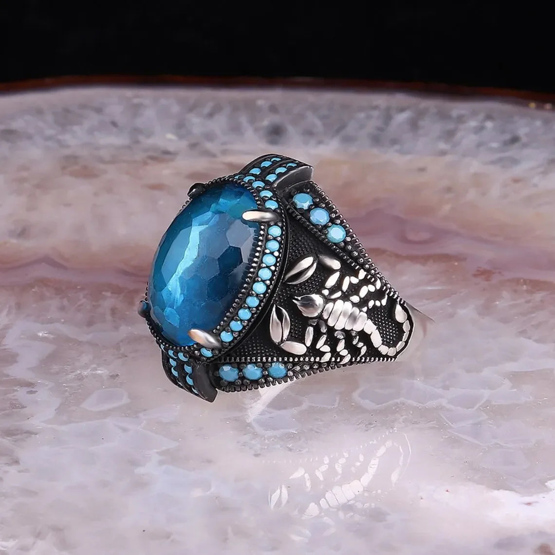 Creative Cat's Eye Alloy Casting Rings for Men