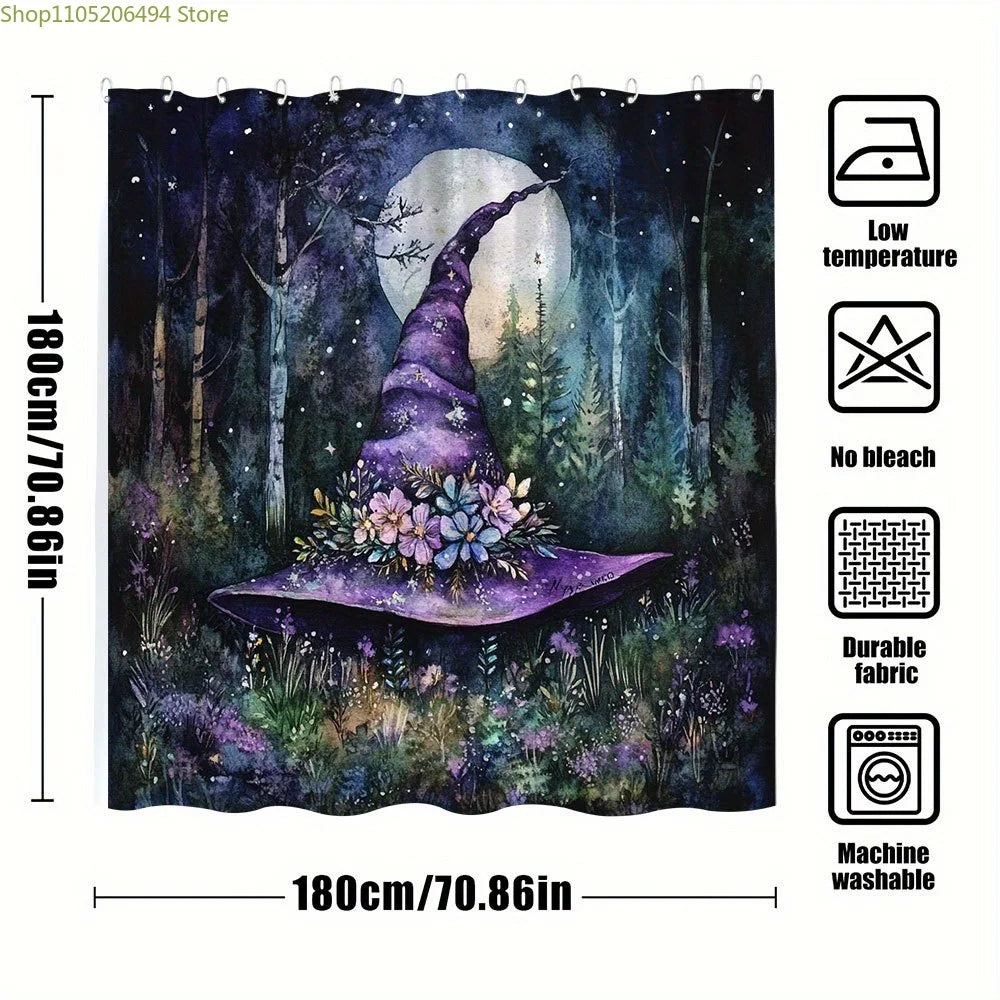 Witch Hat Shower Curtain - Magical Bathroom Decor