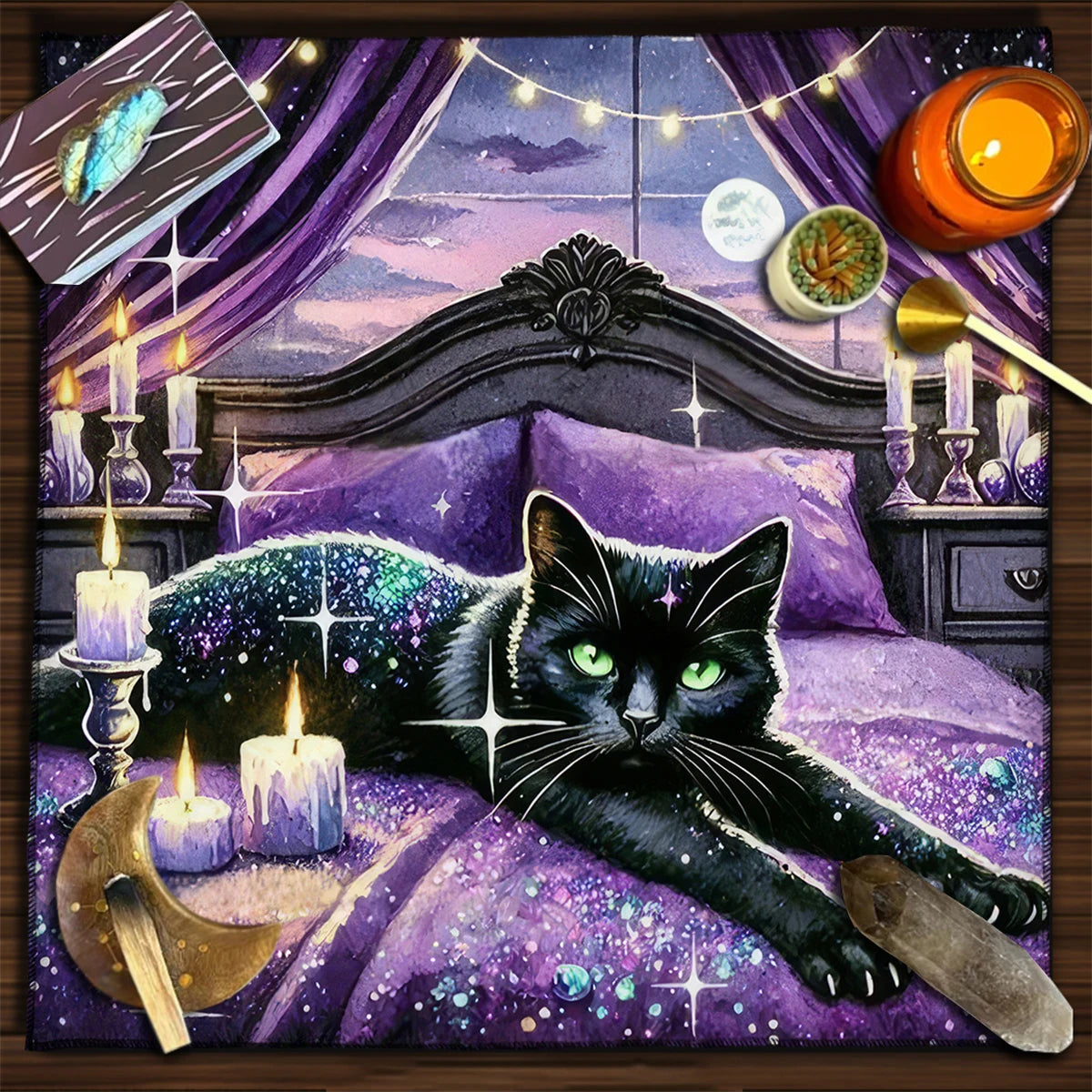 Esoteric Black Cat Tarot Tablecloth