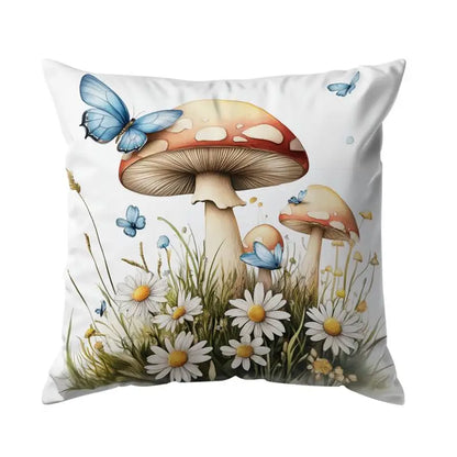 Mushrooms Butterflies Pillow Cover(pillows not included)
