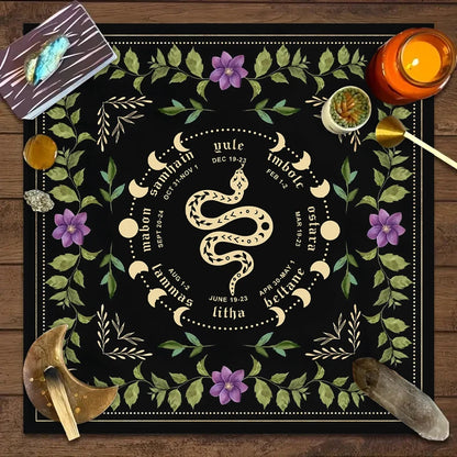 Tarot tablecloth snake shaped floral and plant print
