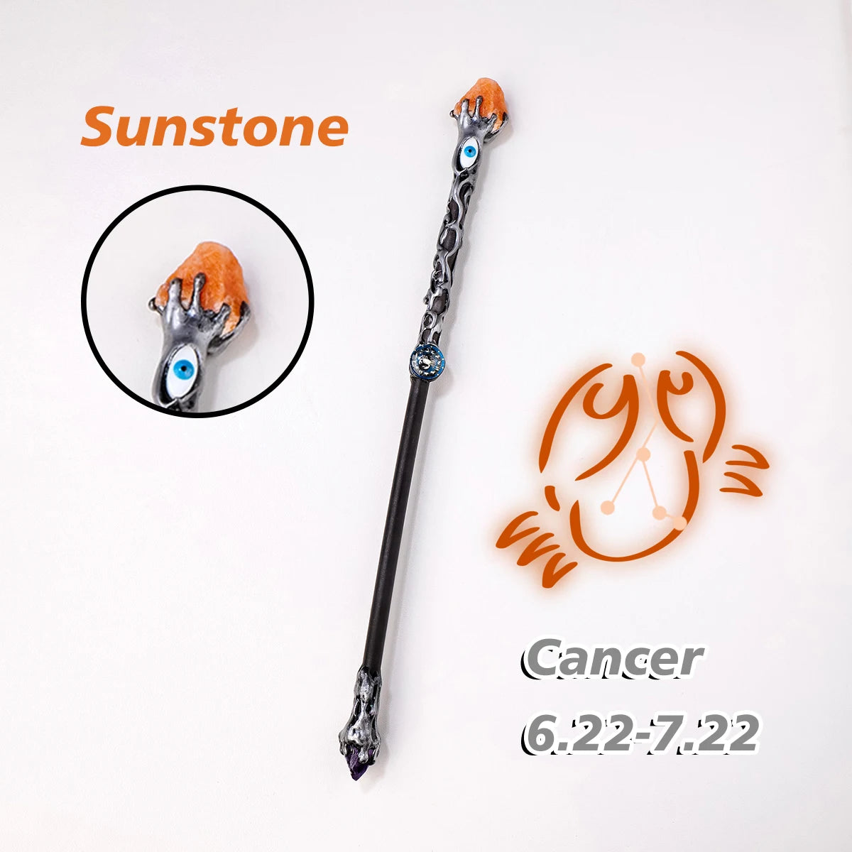 Natural Crystal 12 Constellations Devil's Eye Energy Wand