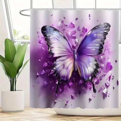 Butterfly print shower curtain