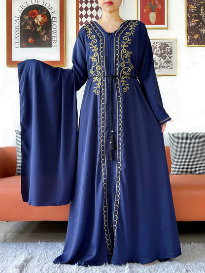 Elegant Women Abaya Long Sleeve Chiffon Dress