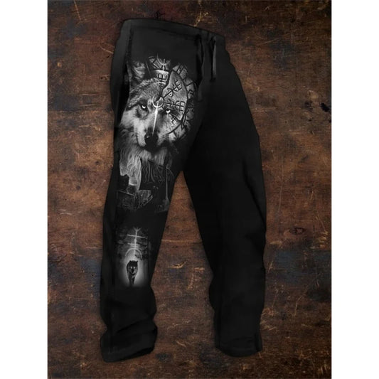 Men's Viking Retro Nordic Gods' Casual Straight Leg Pants