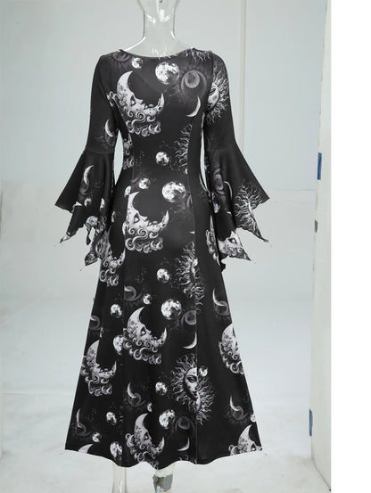Sun Moon Face Print Dress