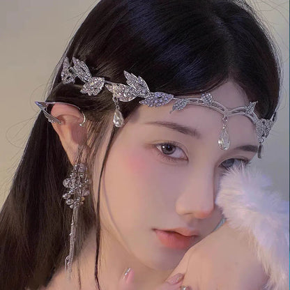 Forest Elf Leaf Shaped Rhinestone Headband