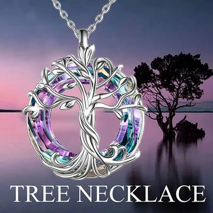 Exquisite Tree Of Life Necklaces Celtic Family Tree Necklace With Circle Crystal Jewelry Gifts For Women Girls Mom Birthday