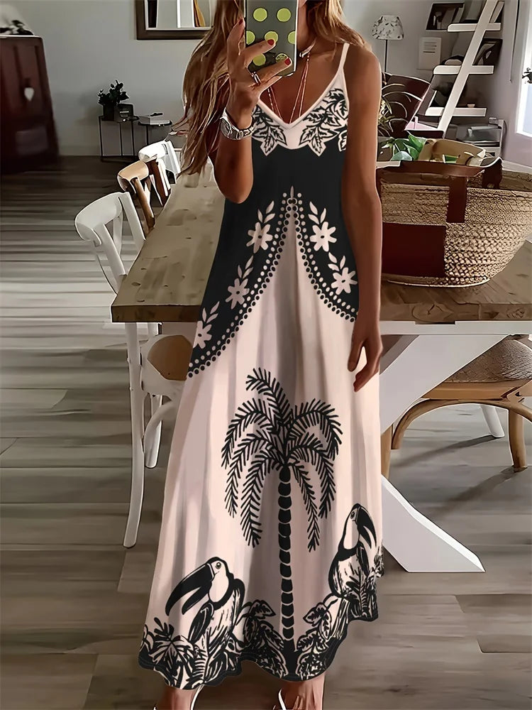Bohemian-style Sexy Halter Ankle-length Dress