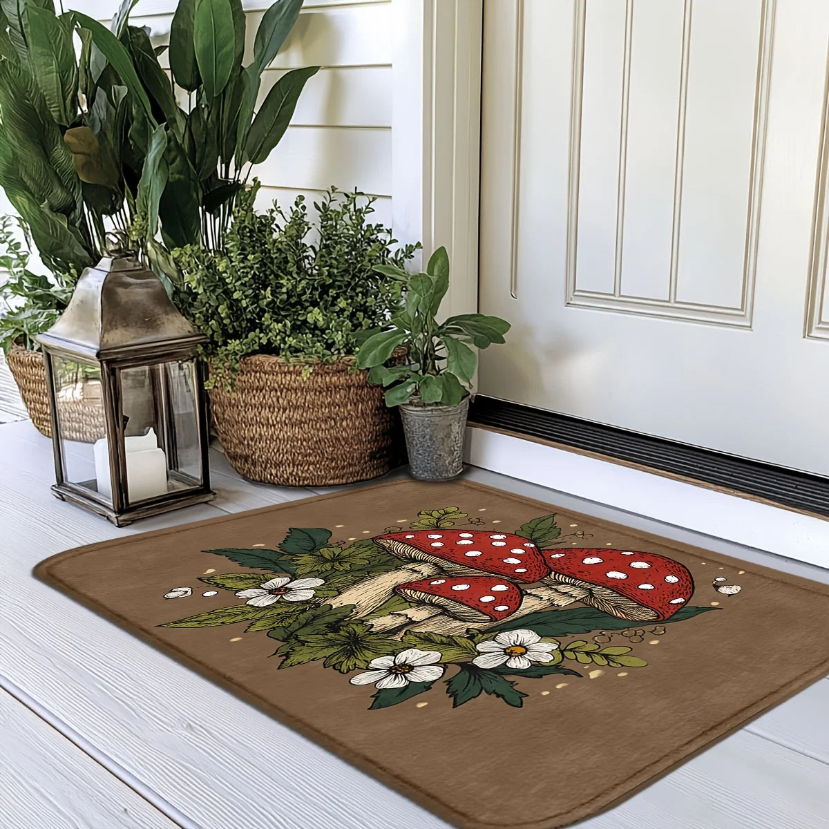Mushroom Carpet Brown Dirt-Resistant Floor Mat