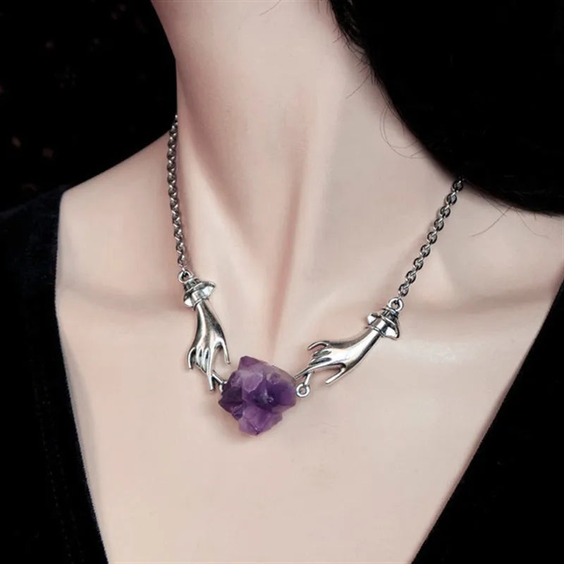 Silver Amethyst Pendant Necklace