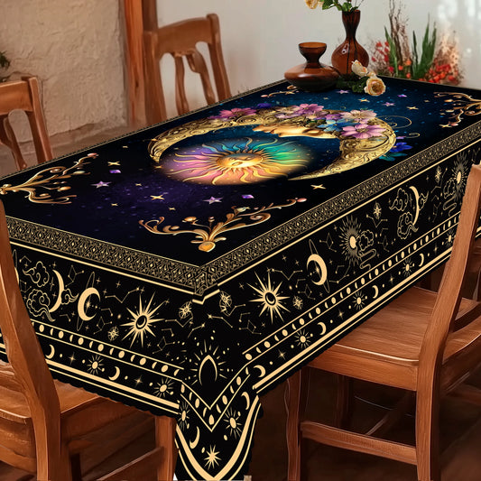 Bohemian Style Polyester Tablecloth + 4 Self-Adhesive Stickers