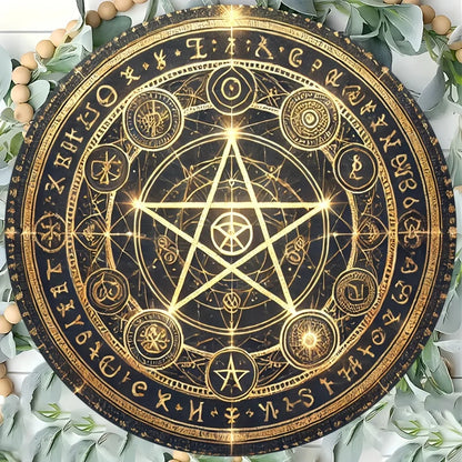 Vintage Witchcraft Pentagram Aluminum Sign