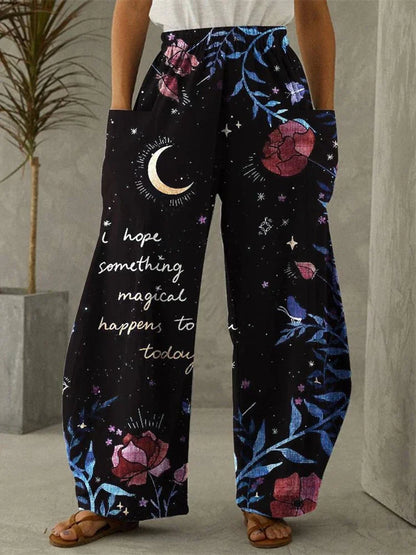 Galaxy Moon Stars Full Length Wide Leg Pants