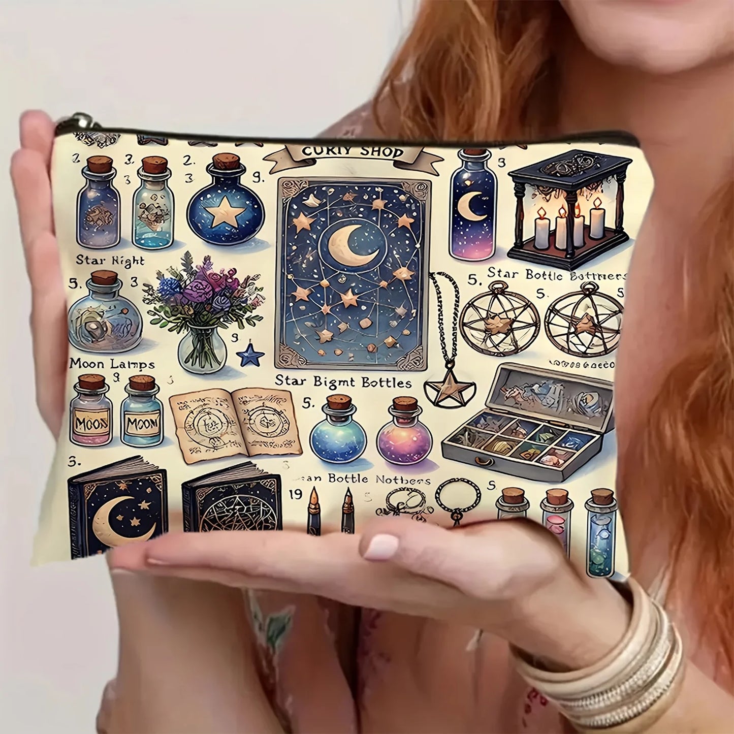 The Tarot Pouch Vibrant Cosmic Tarot Card Design Durable Polyester Compact & Portable Cosmetic Bag for Daily Use or Travel Pouch