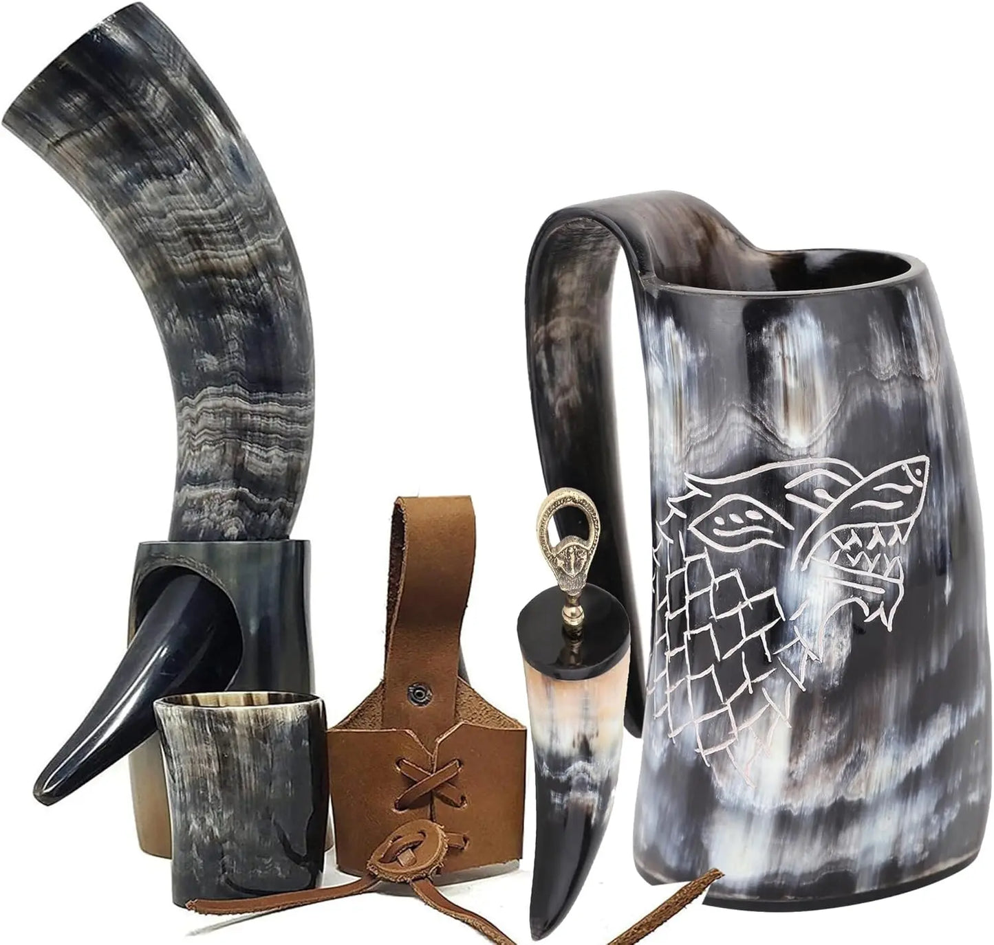 Viking Drinking Horn Mug Set