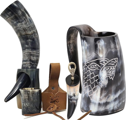 Viking Drinking Horn Mug Set