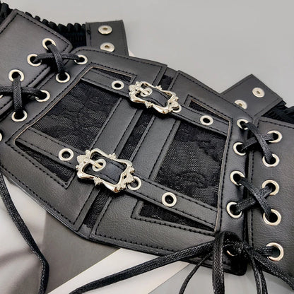 Elastic Plus Size Lace Corset Belts for Women Wide Stretch Cummerbunds Female Goth Punk Dress Corset Belt Brown White Waistband