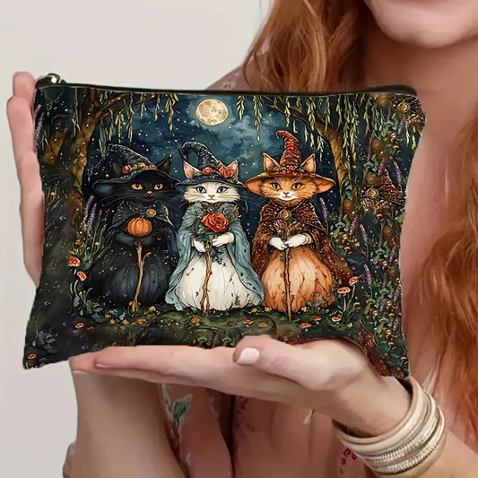 Night Cat Wizard Makeup Bag Double-Sided Printed