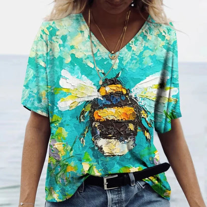 Women's T-Shirt Vintage Bee Print