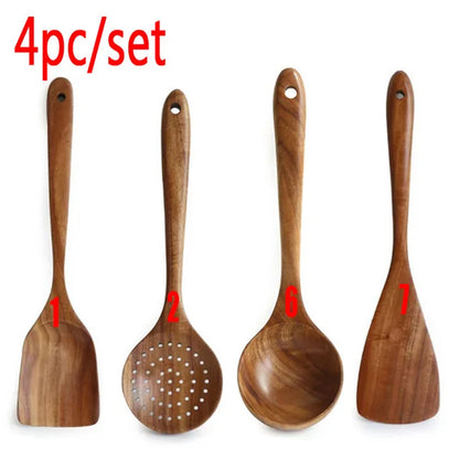 Wooden Cooking Spoons Smooth Teak