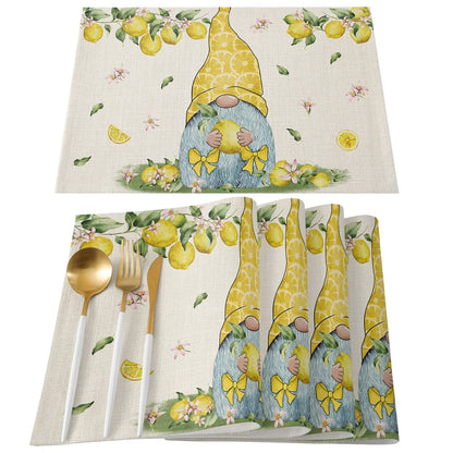 Spring Bee Daisy Gnome Table Mats Cotton