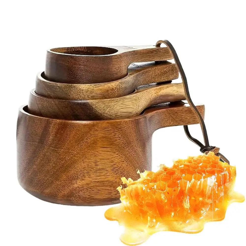 4 pcs Wooden Measuring Cup Or Spoon Set