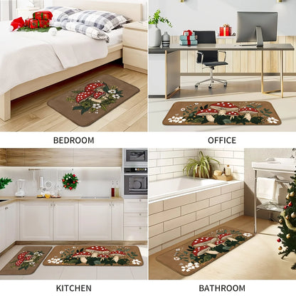 Mushroom Carpet Brown Dirt-Resistant Floor Mat