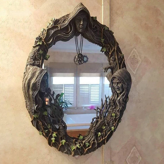 Celtic Sacred Moon Triple Goddess Hanging Mirror