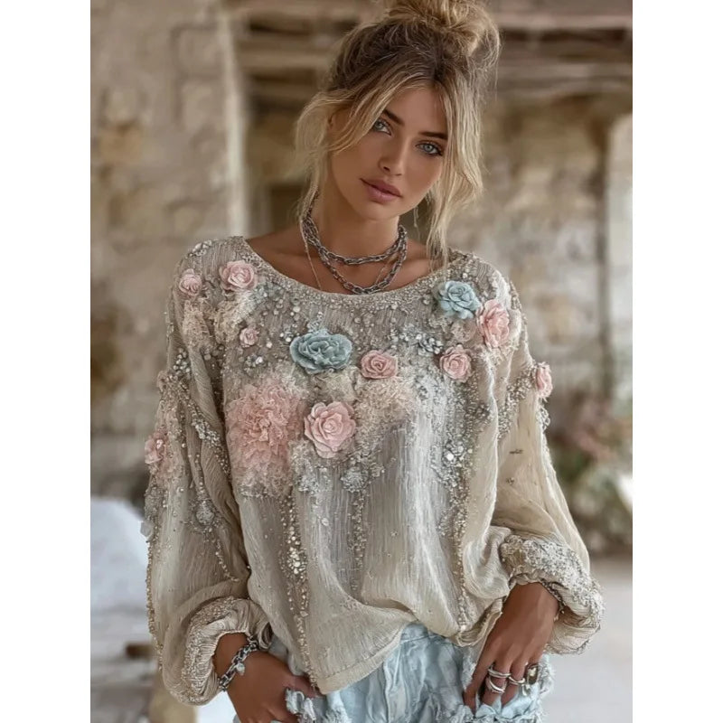 Bohemian round Neck Women's T-shirt