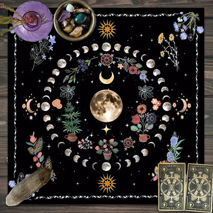 Moonlight Flower Tarot Card Table Cloth
