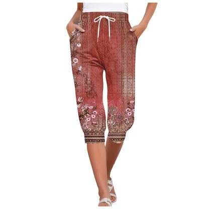 Over sized Drawstring Sweatpants Capris For Women