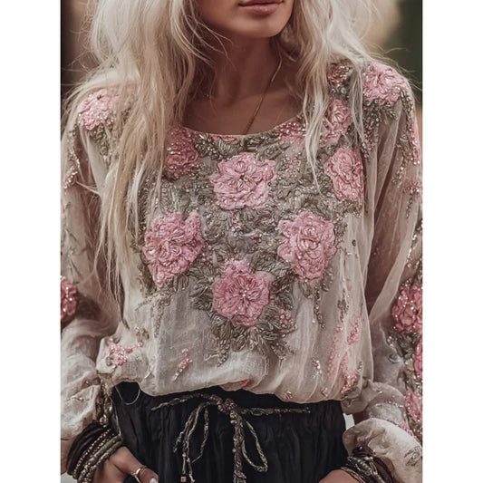 Bohemian round Neck Women's T-shirt