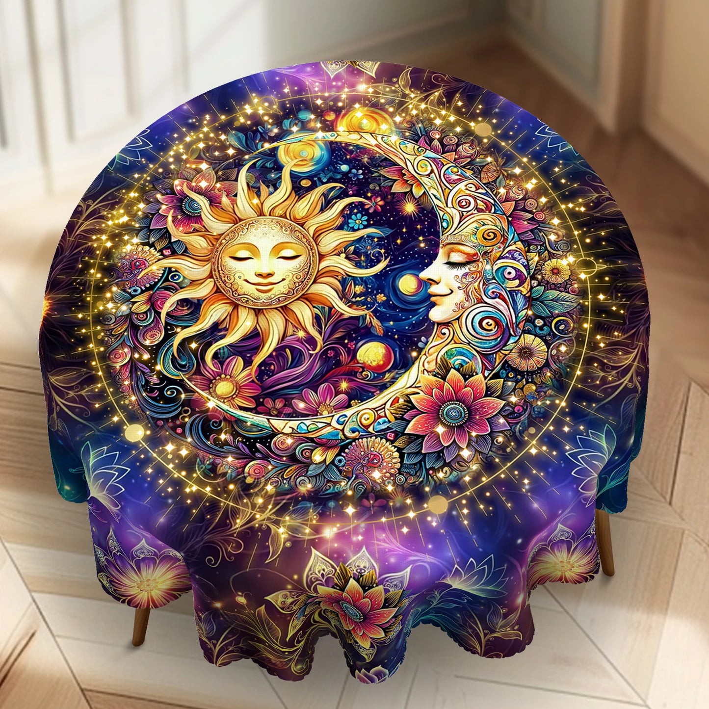 Tarot Decorative Tablecloth, Sun, Moon and Flower