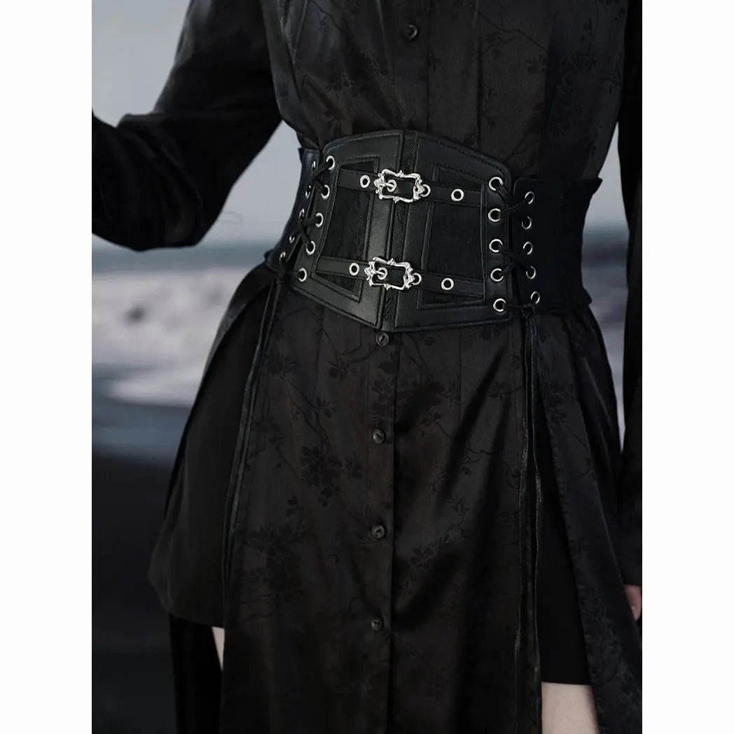 Ladies's Retro corset Belts Pin Buckle Elastic Lace & Gothic Style Cummerbunds tie rope Goth Punk For Women On Shirt Dress  Belt