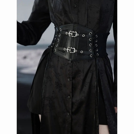 Ladies's Retro corset Belts Pin Buckle Elastic Lace & Gothic Style Cummerbunds tie rope Goth Punk For Women On Shirt Dress  Belt